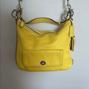 Coach Yellow Shoulder Bag with Silver Hardware